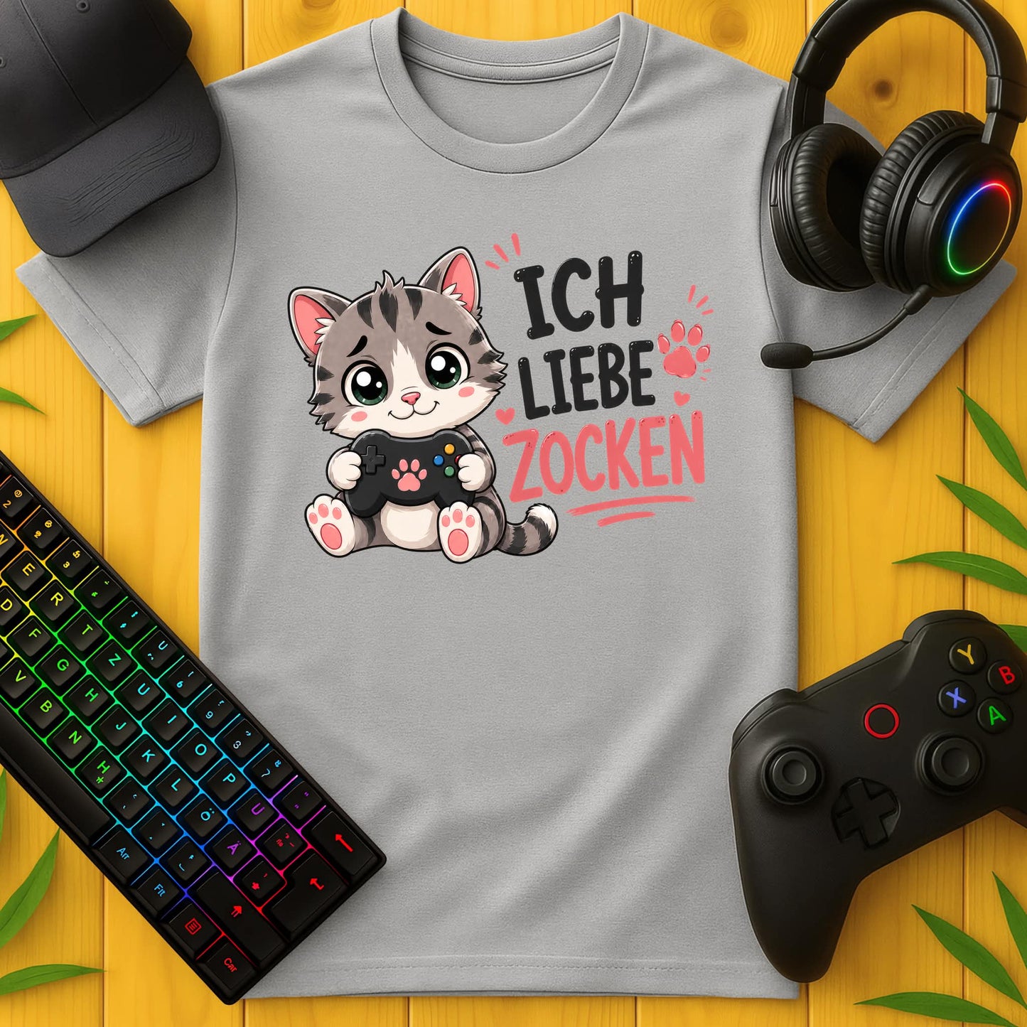 Ich liebe Zocken Katze T-Shirt