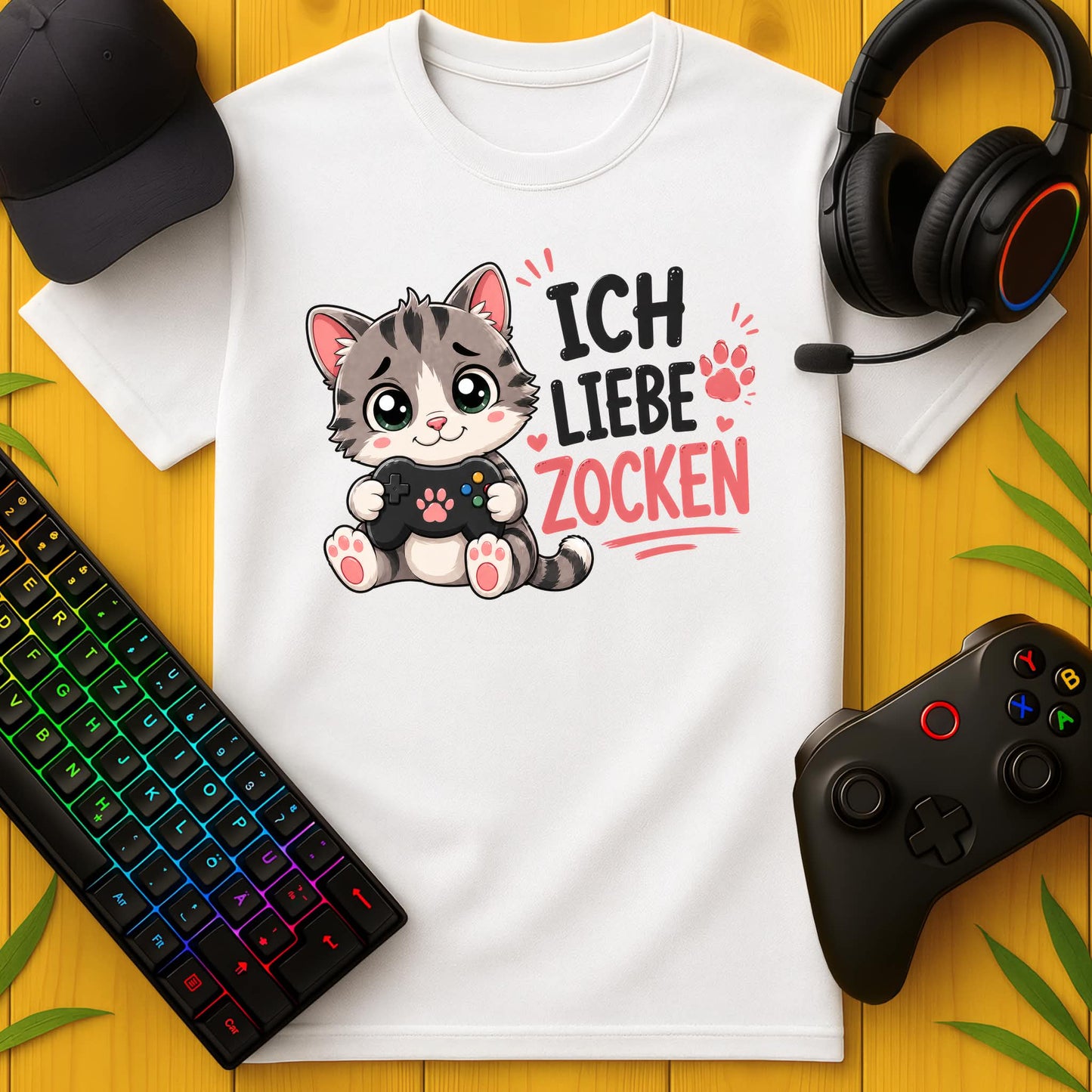 Ich liebe Zocken Katze T-Shirt