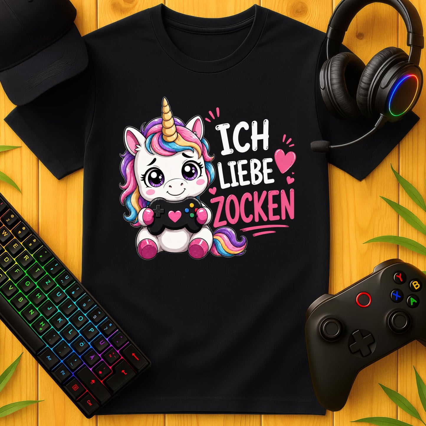 Ich liebe Zocken Einhorn T-Shirt