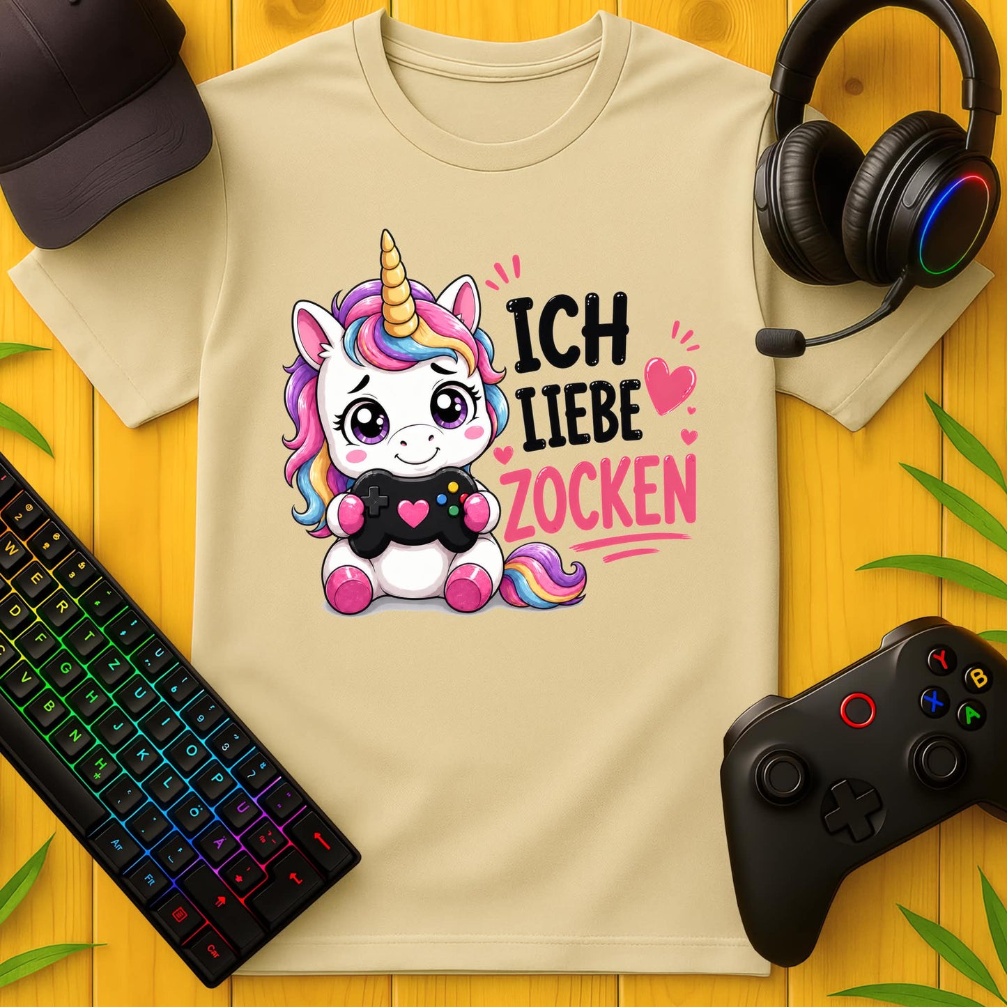 Ich liebe Zocken Einhorn T-Shirt