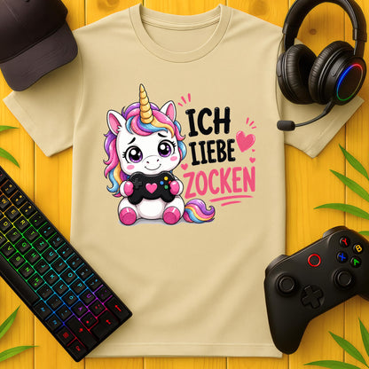 Ich liebe Zocken Einhorn T-Shirt