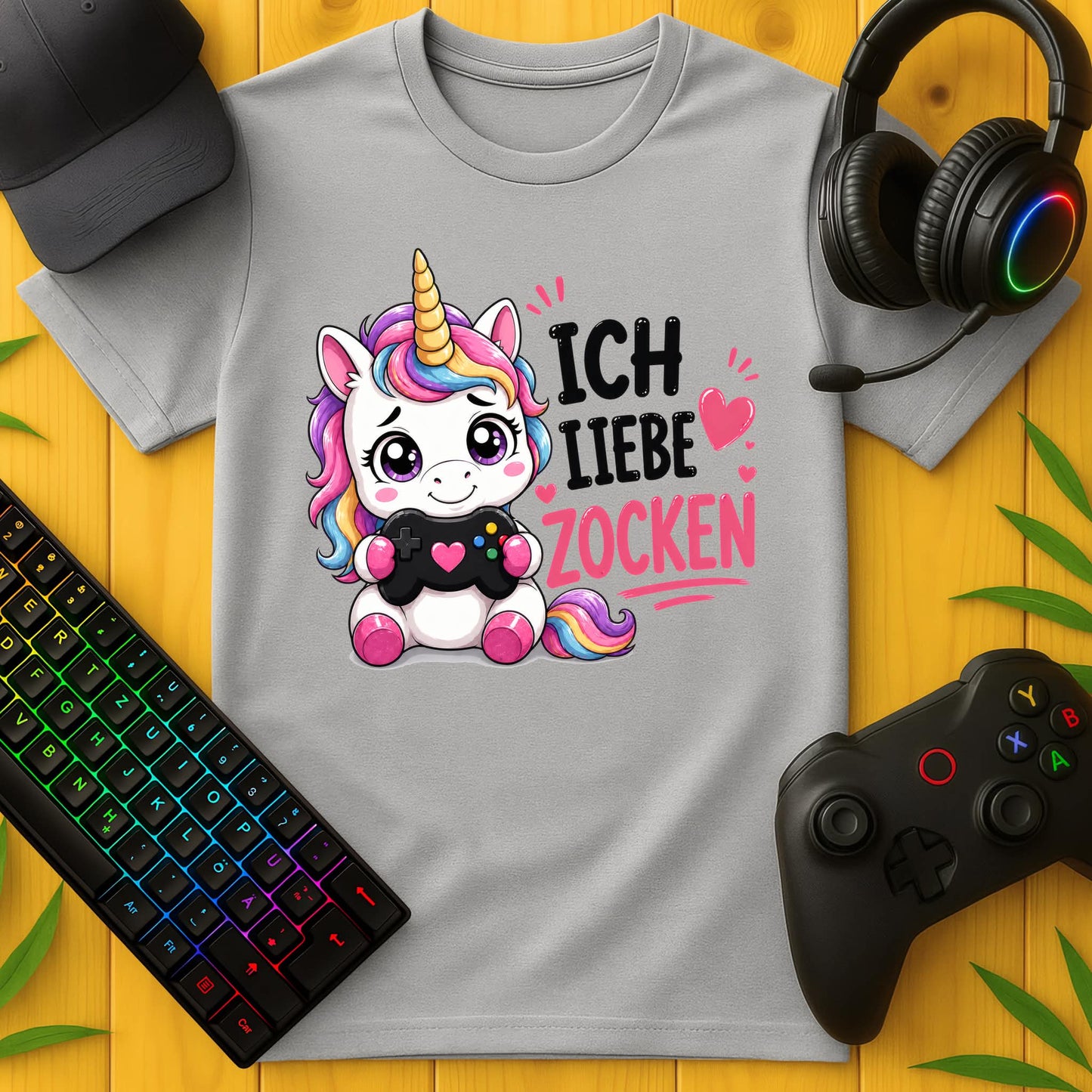 Ich liebe Zocken Einhorn T-Shirt