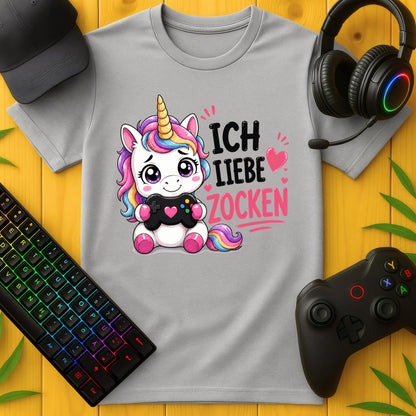 Ich liebe Zocken Einhorn T-Shirt