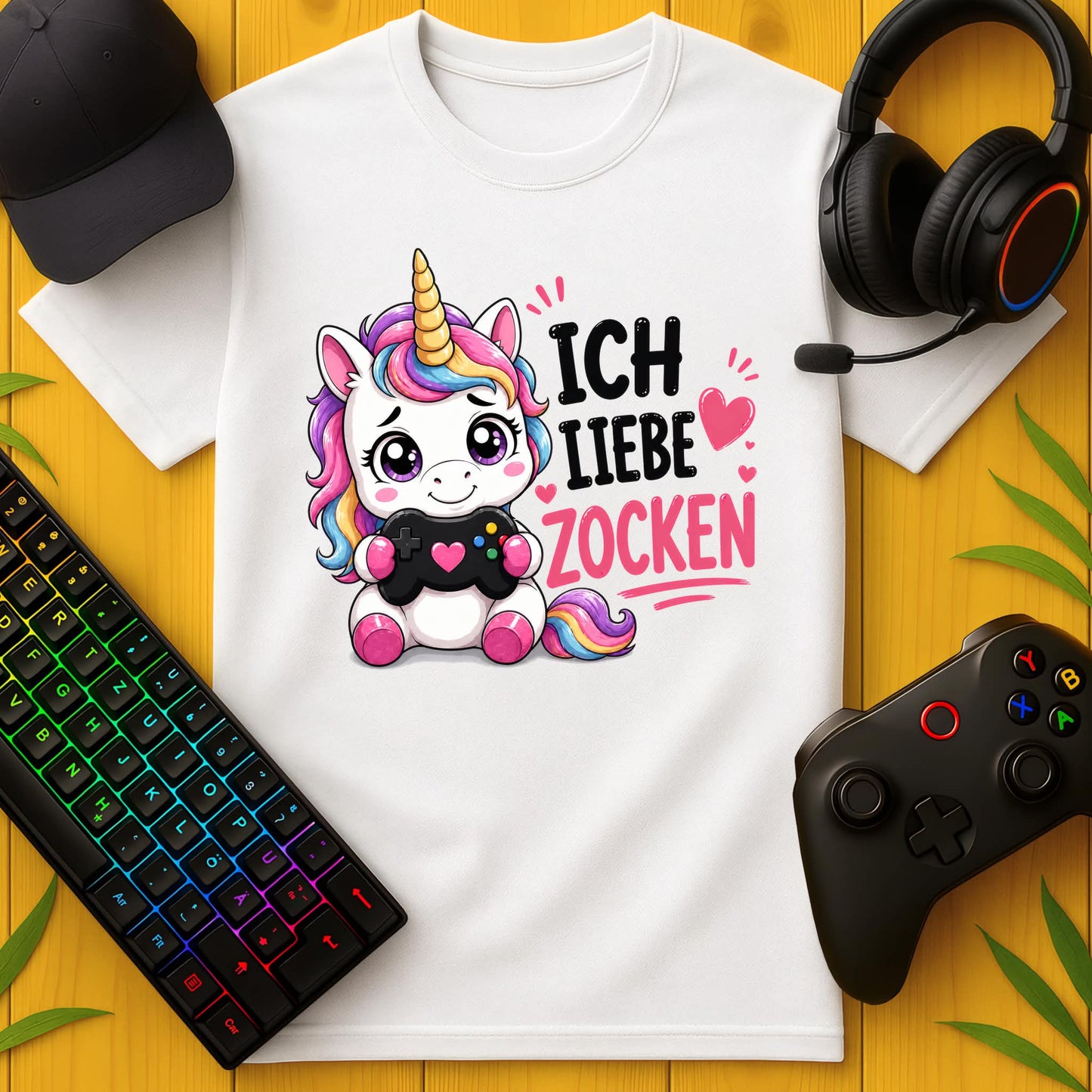 Ich liebe Zocken Einhorn T-Shirt