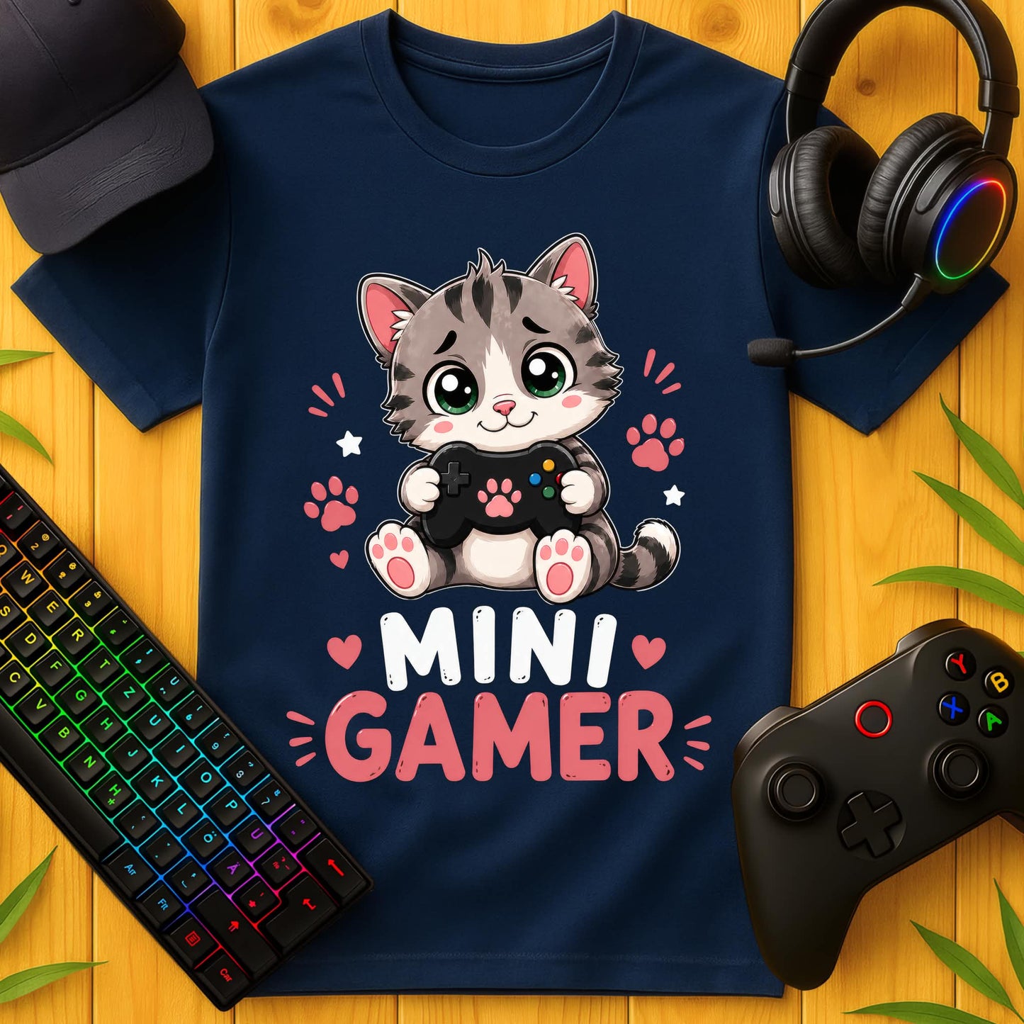 Mini Gamer Katze T-Shirt