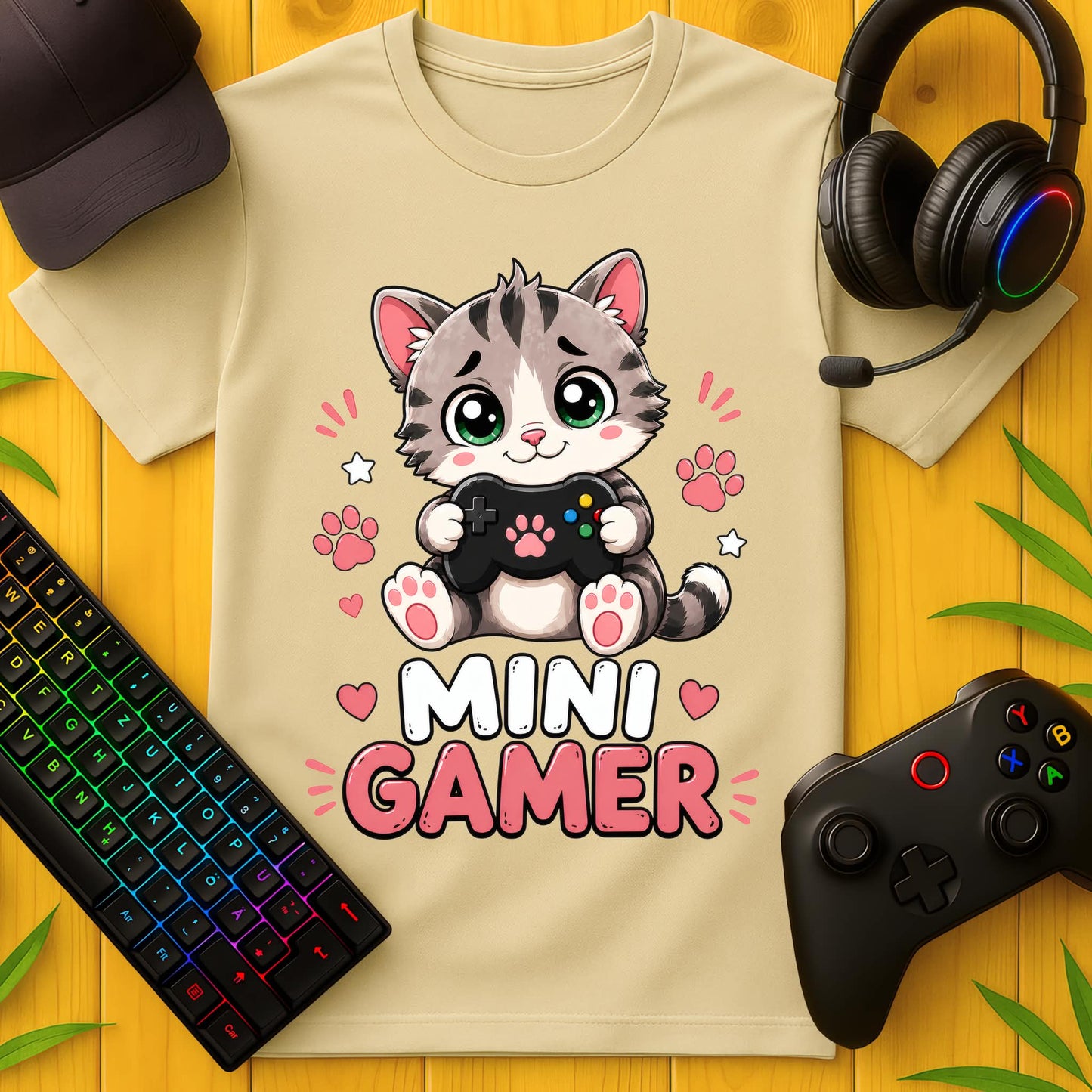 Mini Gamer Katze T-Shirt