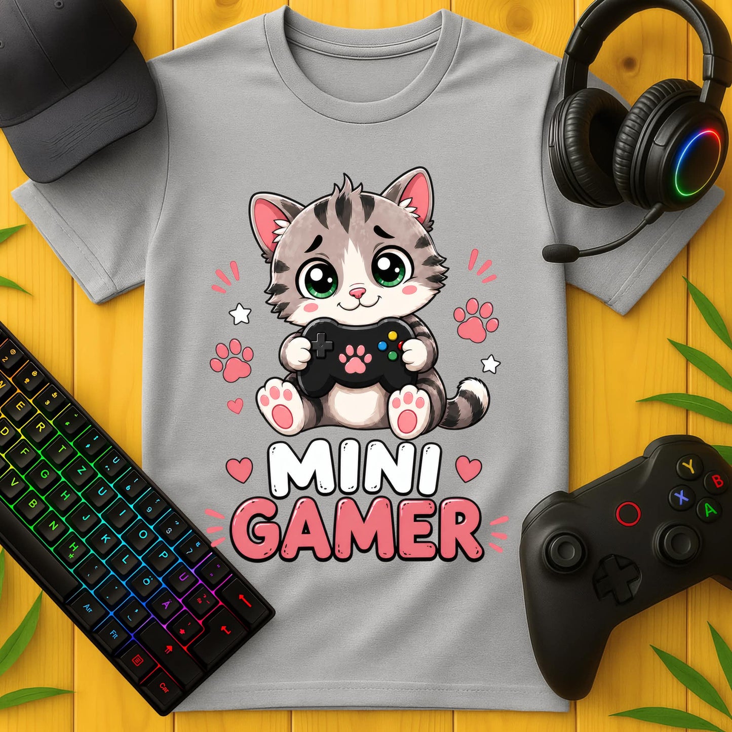 Mini Gamer Katze T-Shirt für Kids