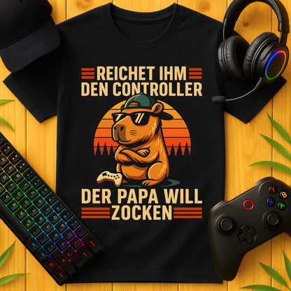 Papa will zocken Capybara Striche T-Shirt