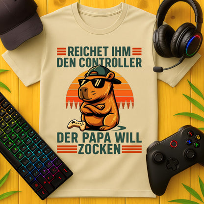 Papa will zocken Capybara Striche T-Shirt