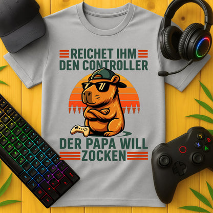 Papa will zocken Capybara Striche T-Shirt