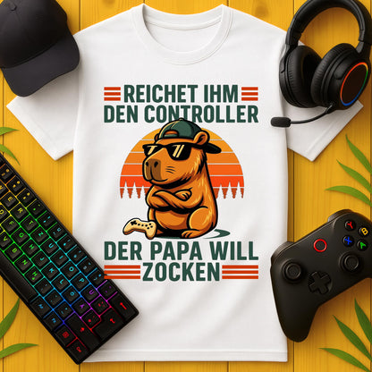 Papa will zocken Capybara Striche T-Shirt