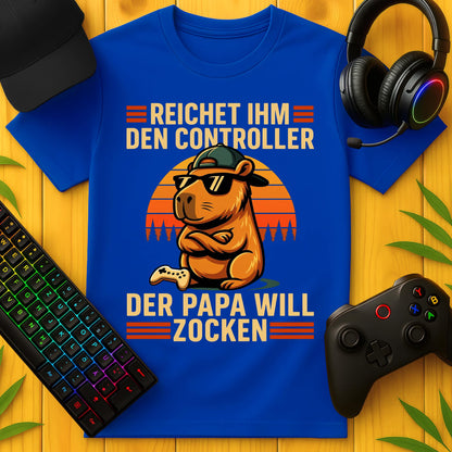 Papa will zocken Capybara Striche T-Shirt
